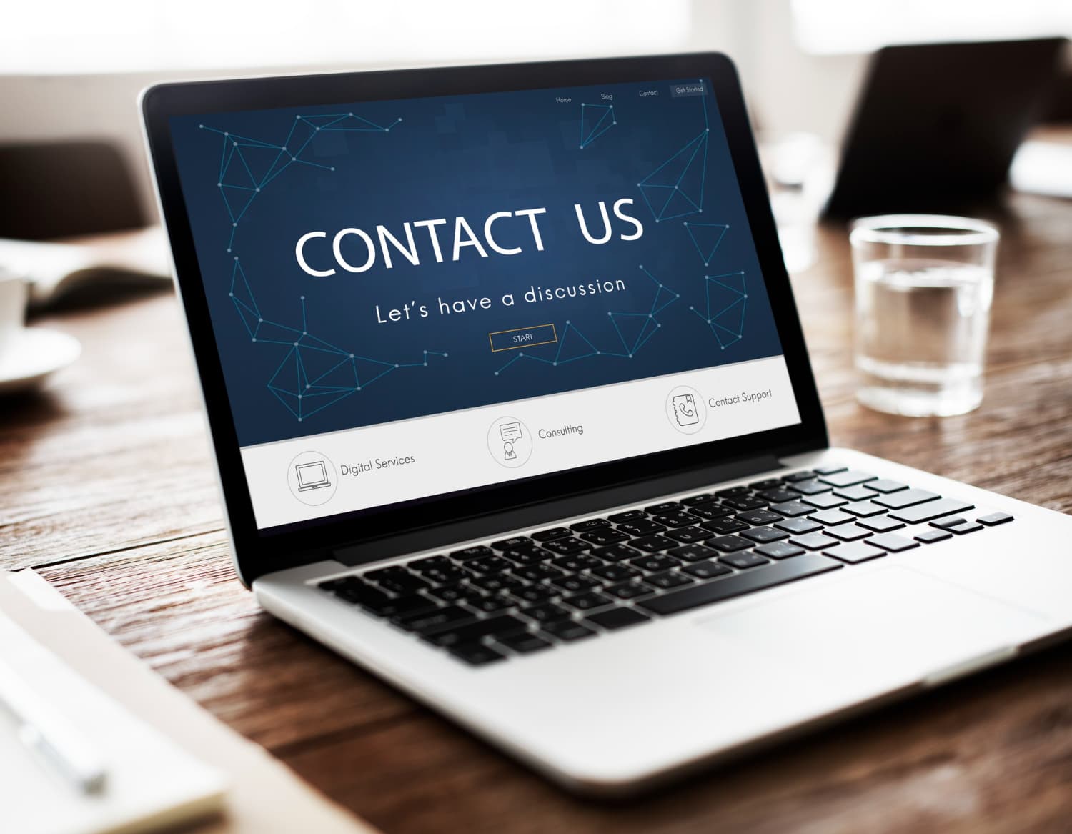 Laptop displaying a Contact Us page